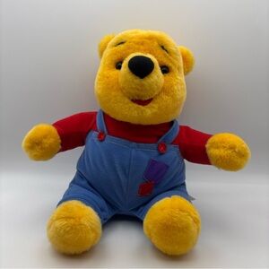 Disney Winnie the Pooh 11" Talking Plush Nose Wiggles Overalls Mattel 1997 - EUC